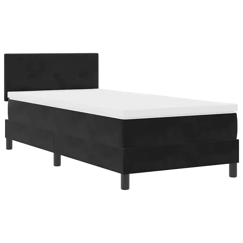 Letto a Sorgente LED con materasso Nero 100 x 200 cm Velluto 3342634