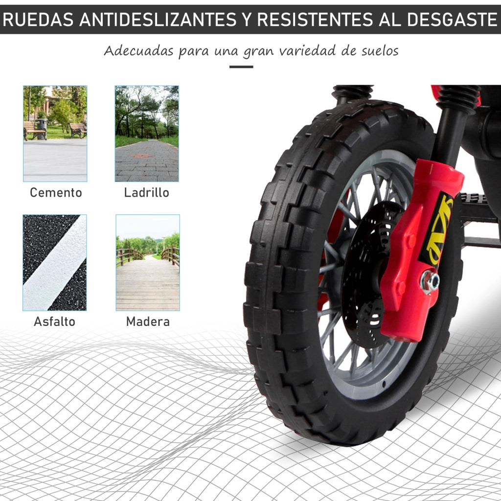 Moto Elettrica per Bambini 6V con Ruote di Supporto ¨C Xylo ¨C Rosso 102x53x66 cm 3+ Anni