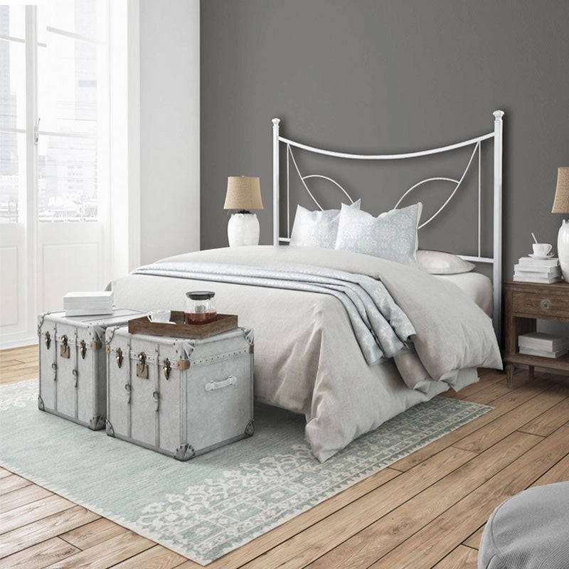 Letto in ferro una piazza e mezza con giroletto in ferro TULIPANO Bianco 126x202x h117 cm