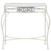 Tavolino Laterale in Stile Francese in Metallo 82x39x76 Bianco 245935