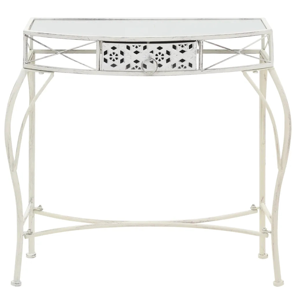 Tavolino Laterale in Stile Francese in Metallo 82x39x76 Bianco 245935