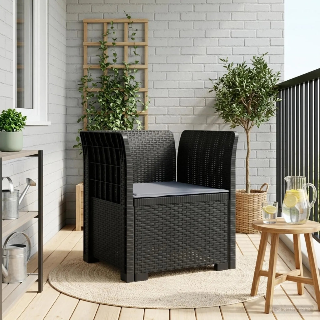 Poltrona a 1 Posto con Cuscino Aspetto Rattan PP Antracite 8011855