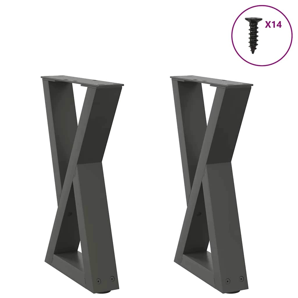 Set di 2 gambe regolabili per tavolino da caffè moderno 38 x 42-43,3 cm in acciaio antracite 02_0056988