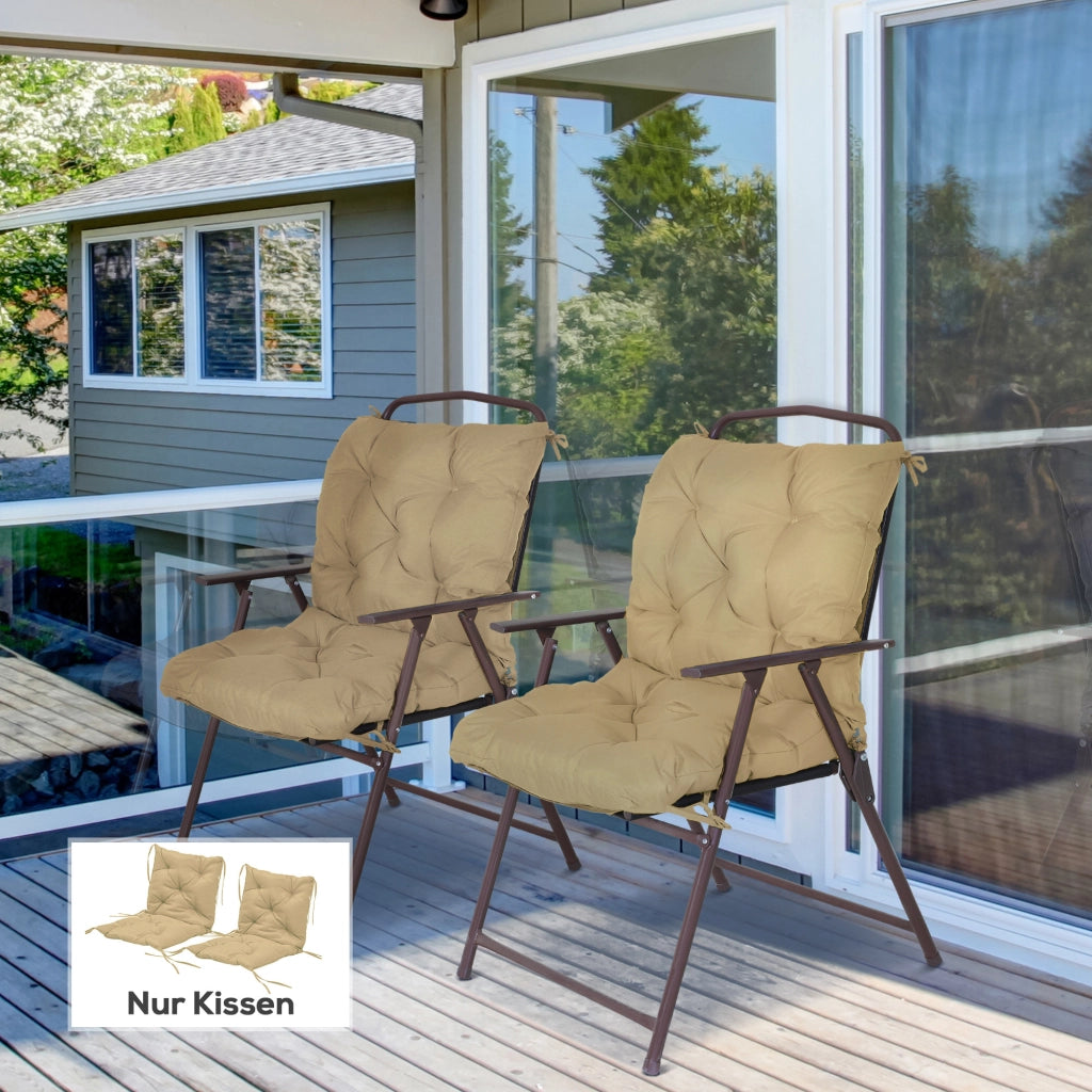 Cuscini per Sedie ¨C zephmum ¨C Set 2 Pezzi, 98x50 cm, Tessuto, Khaki