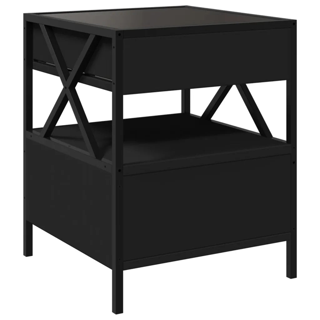Tavolino da Salotto con LED-Tavolino da soggiorno Nero 40x40x30 cm