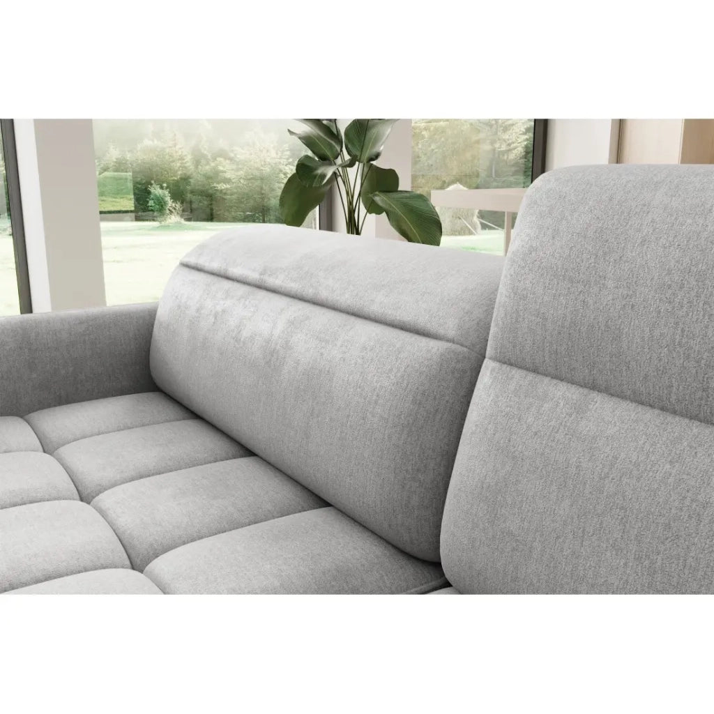 Divano ad angolo destro convertibile BARNEA 208 cm grigio chiaro con vano portaoggetti