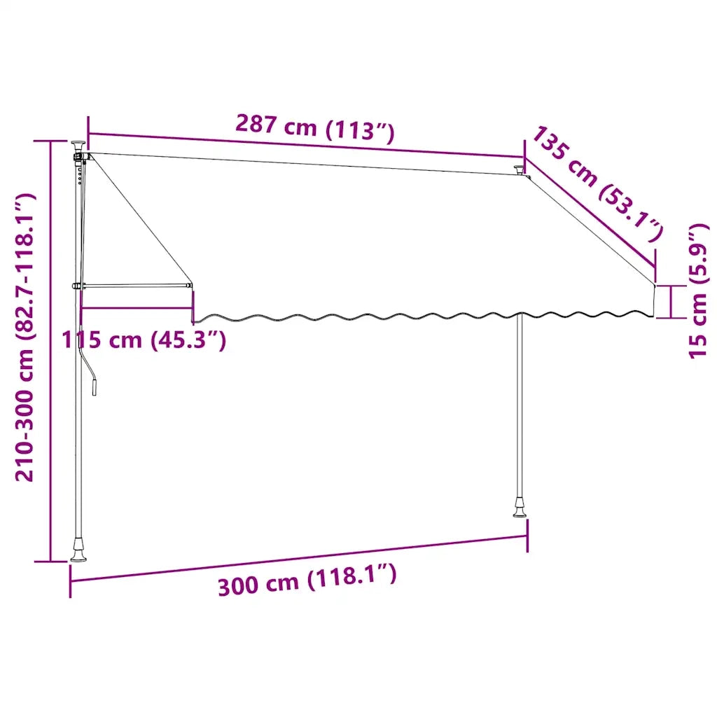 Tenda da Sole | Tenda parasole Retrattile Manuale con LED 300 cm Crema