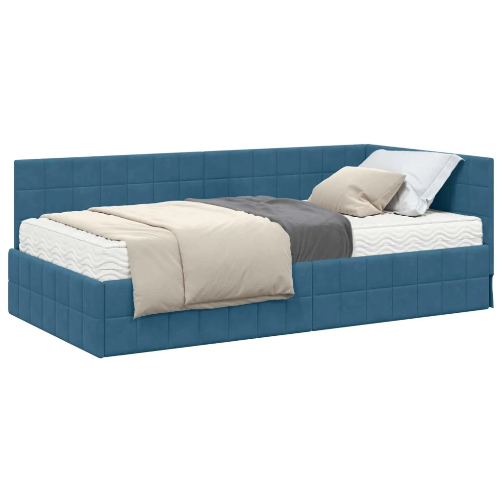 Struttura Letto Angolare con Materasso 2 pcs Blu Velluto 3393927