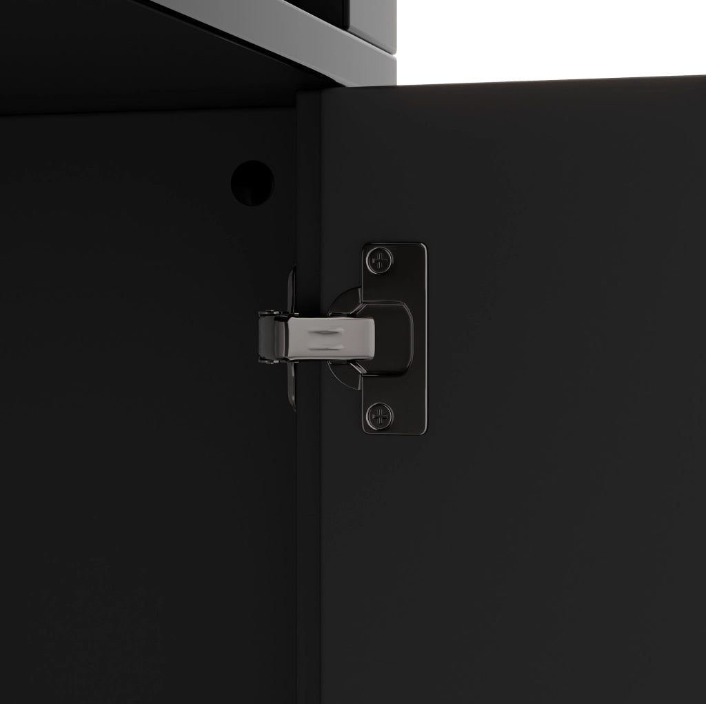 Vetrina 100x35x170 cm con LED e 2 ante in MDF; vetro e truciolare nera
