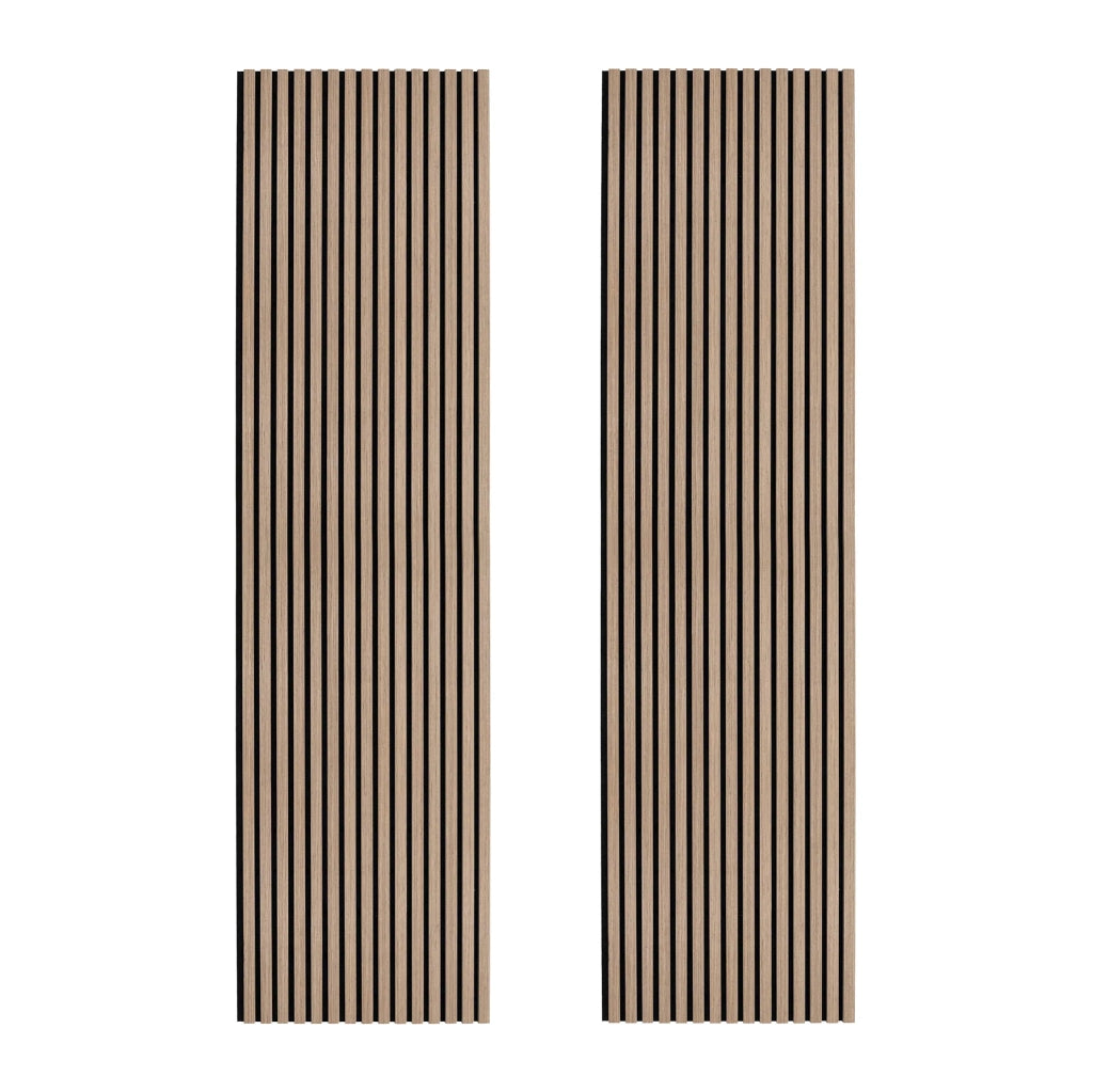 Coppia di Pannelli Fonoassorbenti con Doghe Noce Chiaro 3D in Legno 2400 x 600mm