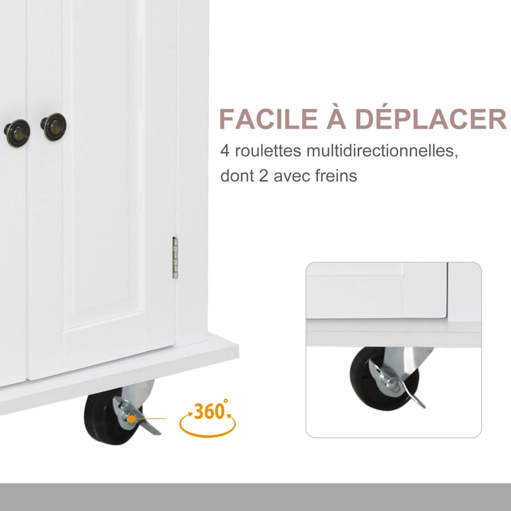 Carrello da cucina con cassetti e scaffali portabottiglie ¨C Xylo ¨C MDF bianco legno hevea