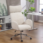 Sedia da Ufficio Ergonomica con Poggiatesta Regolabile, Inclinazione e Ruote, in Poliestere Grigio Chiaro