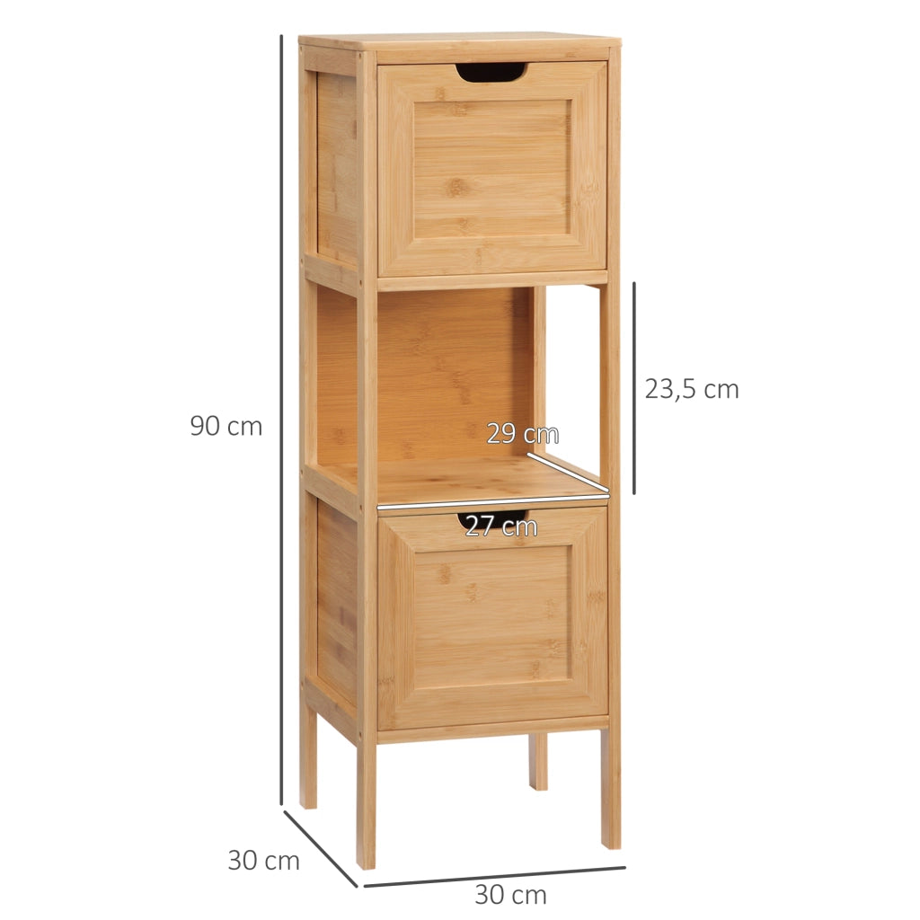 Mobile colonna per bagno con 2 cassetti e ripiano ¨C Minimal ¨C 30x30x90 cm
