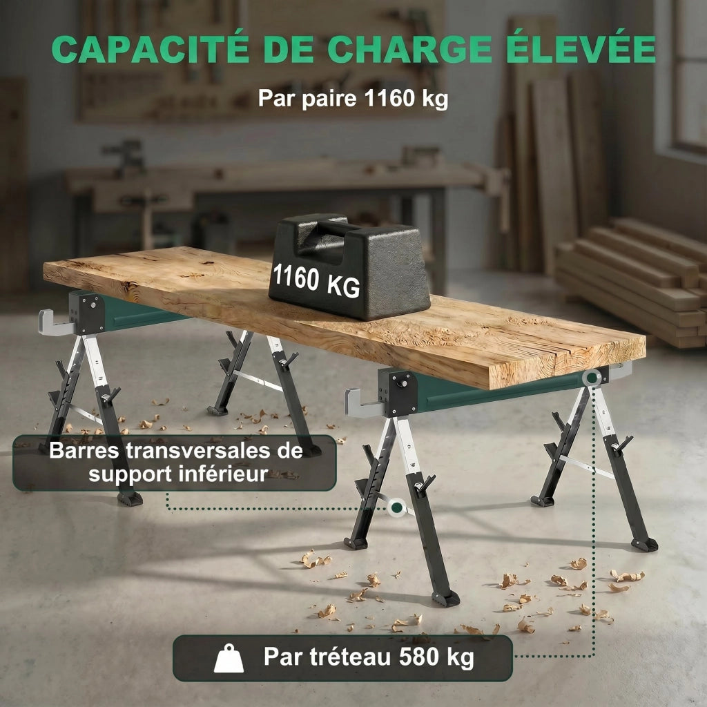 Tavolo Pieghevole ¨C zephmum ¨C Verde, Metallo, Regolabile