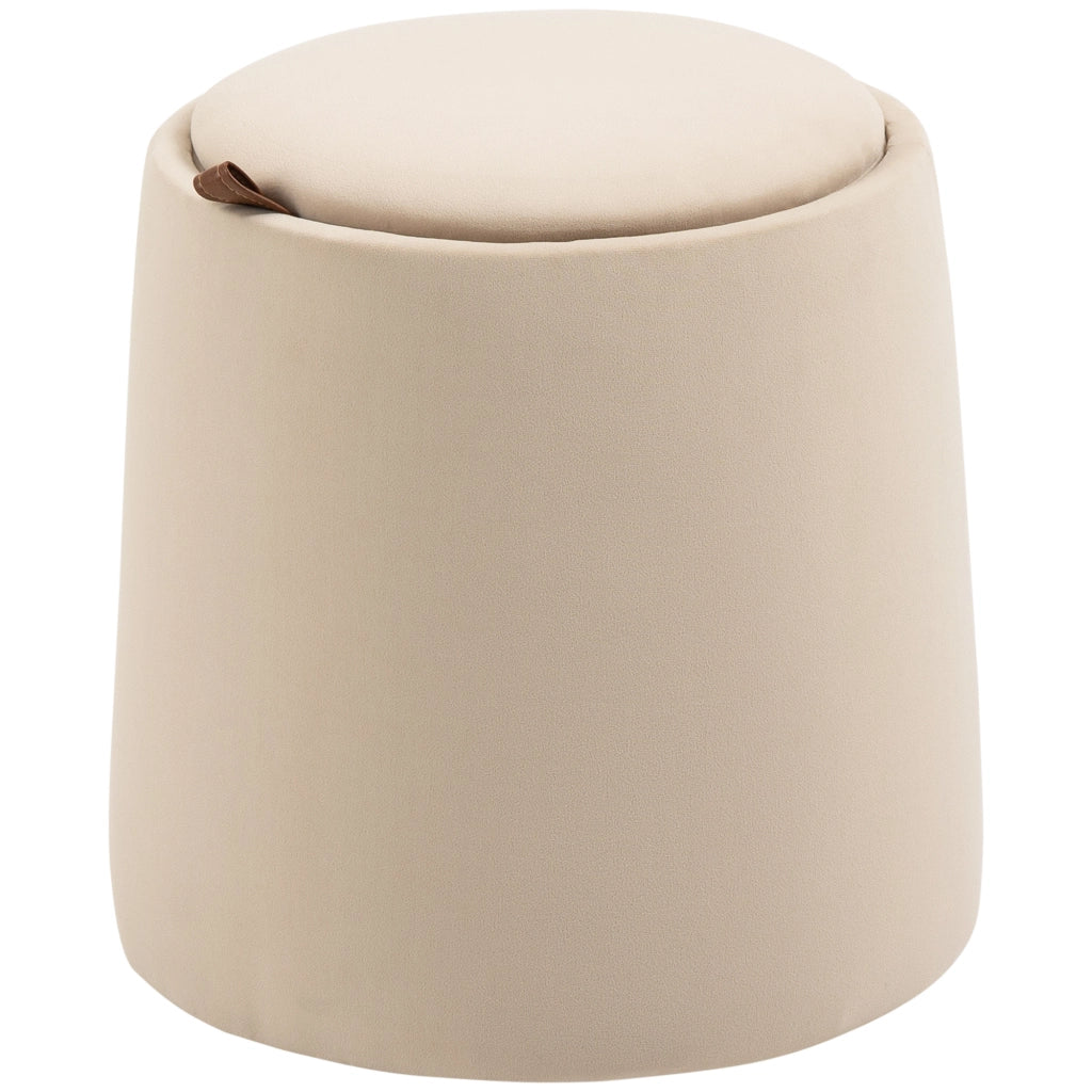Pouf contenitore velluto ¨C Xylo ¨C Beige ?44x47,5 cm con coperchio removibile
