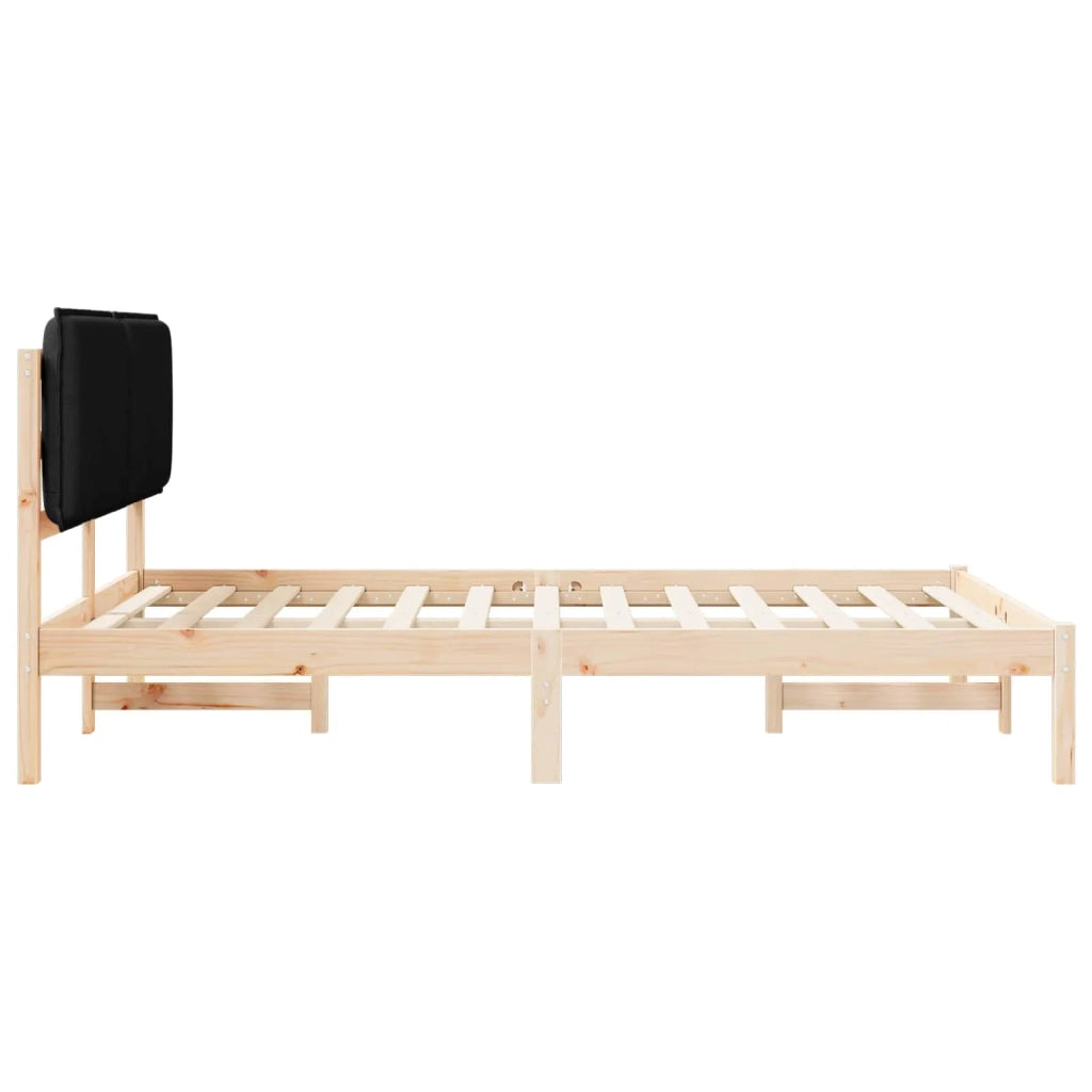 Letto matrimoniale | Letto per adulti | Letto con Testiera Rivestita Nero 150 x 200 cm