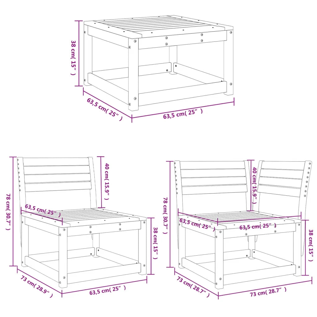 Set Salotto da Giardino 4 pz Marrone Cera Legno Massello Pino 3216907