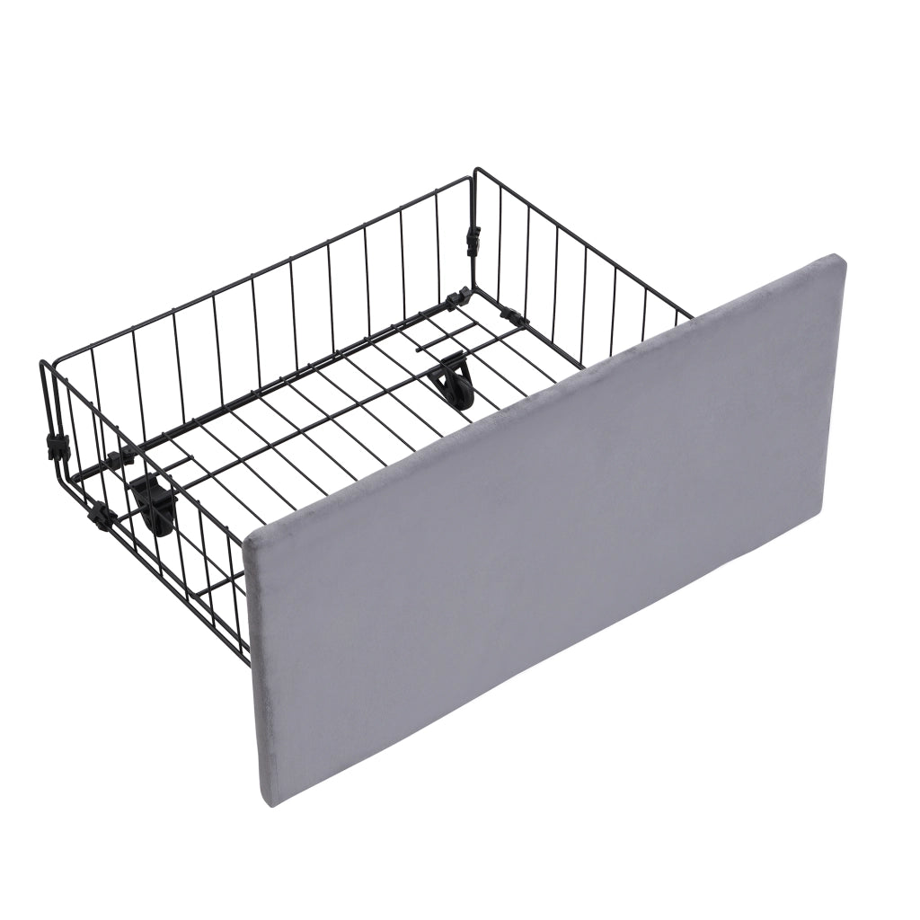 Letto imbottito 140x200 in velluto grigio con 3 cassetti, contenitore idraulico, rete a doghe e testiera regolabile
