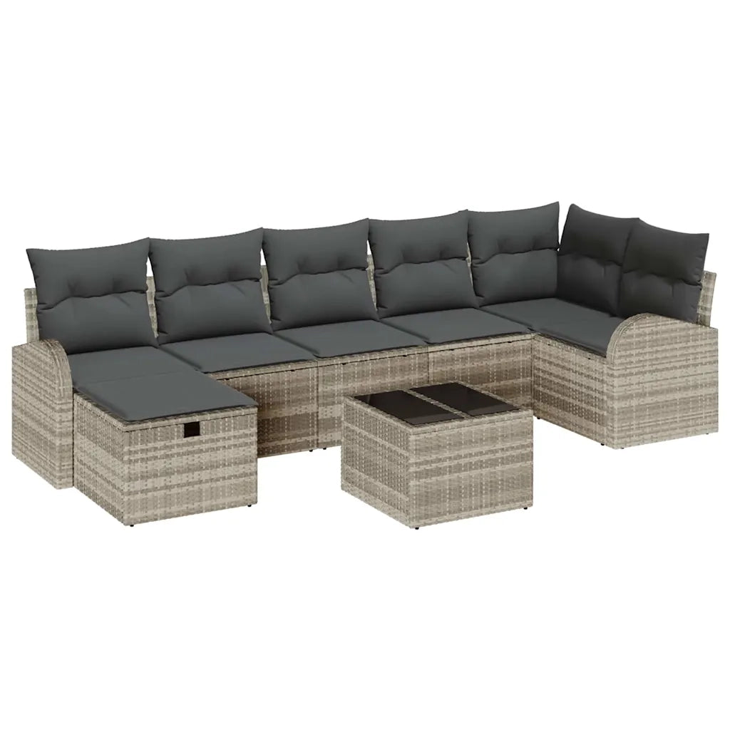 Set di divani con cuscino Grigio chiaro polyrattan