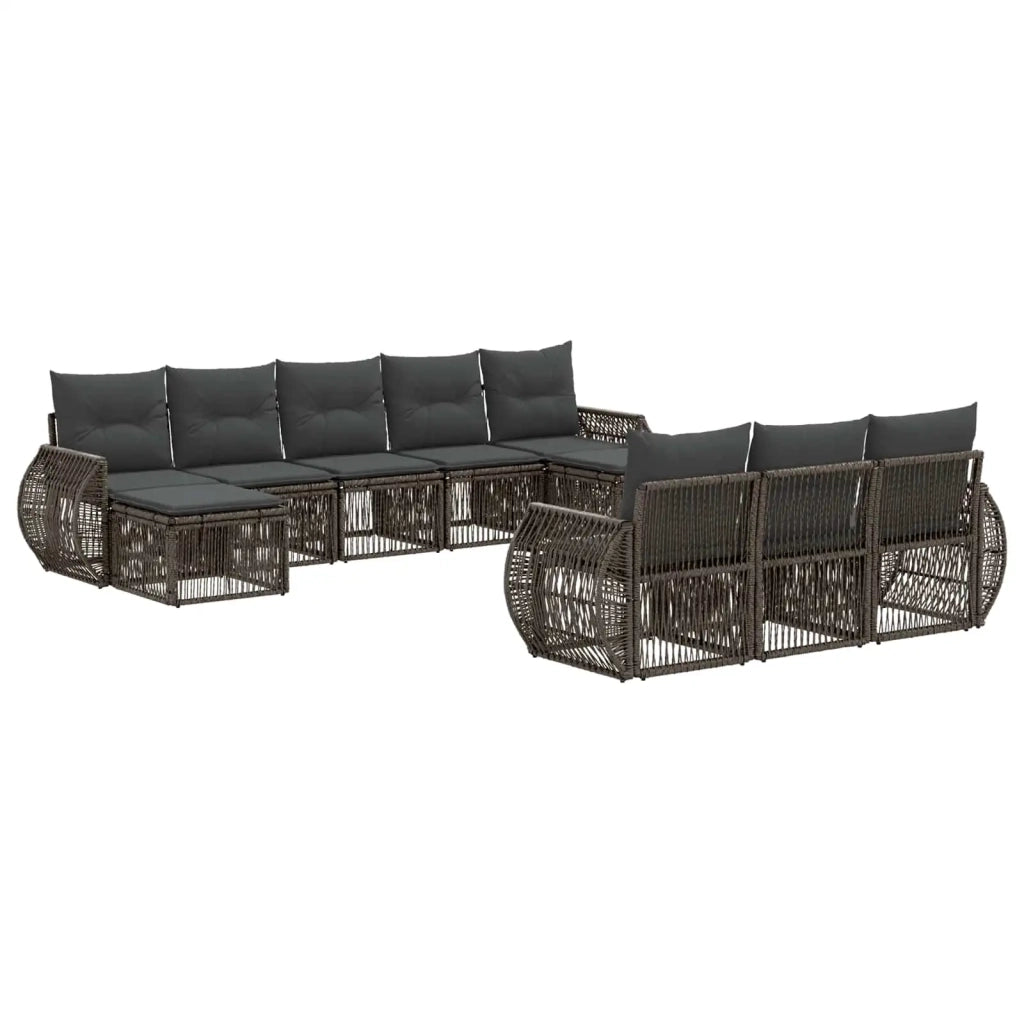 Set Divano da Giardino 10 pz Grigio e Grigio Scuro polyrattan 3435551