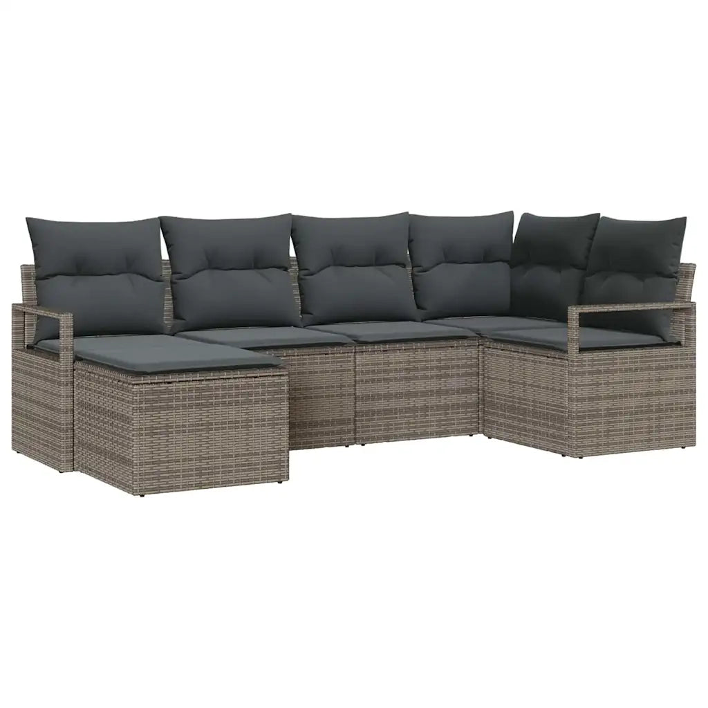 Set di divani con cuscino 6 pcs Grigio polyrattan