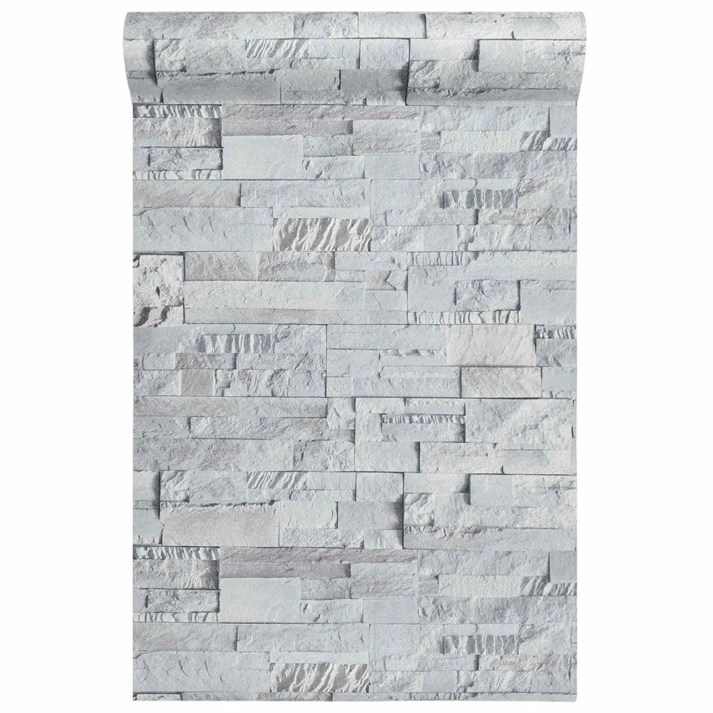 Carta da Parati 3D Pietra Grigio Chiaro 10 x 0,53 m CFW4250706