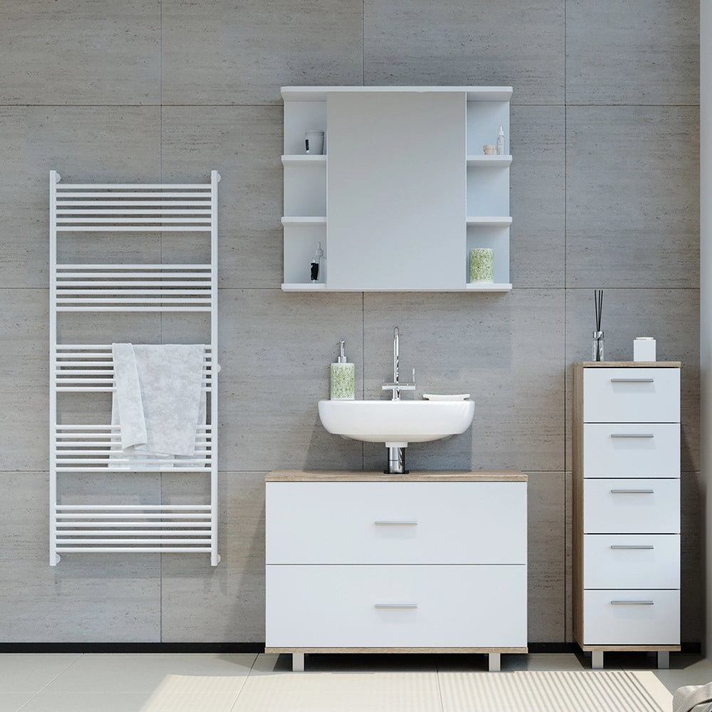 Vicco Set mobili bagno Bianco/Sonoma 3 parti