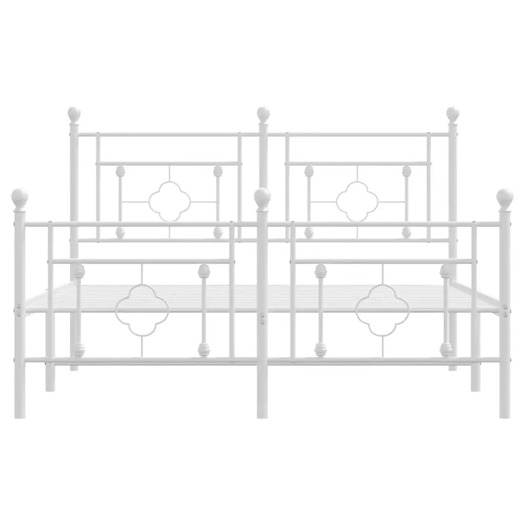Letto matrimoniale | Letto per adulti | Giroletto con Testiera e Pediera Metallo Bianco 140x200 cm