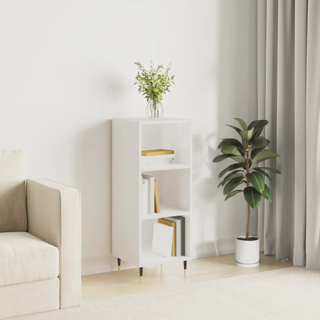 Credenza Bianco Lucido 34,5x32,5x90 cm in Legno Multistrato 828710