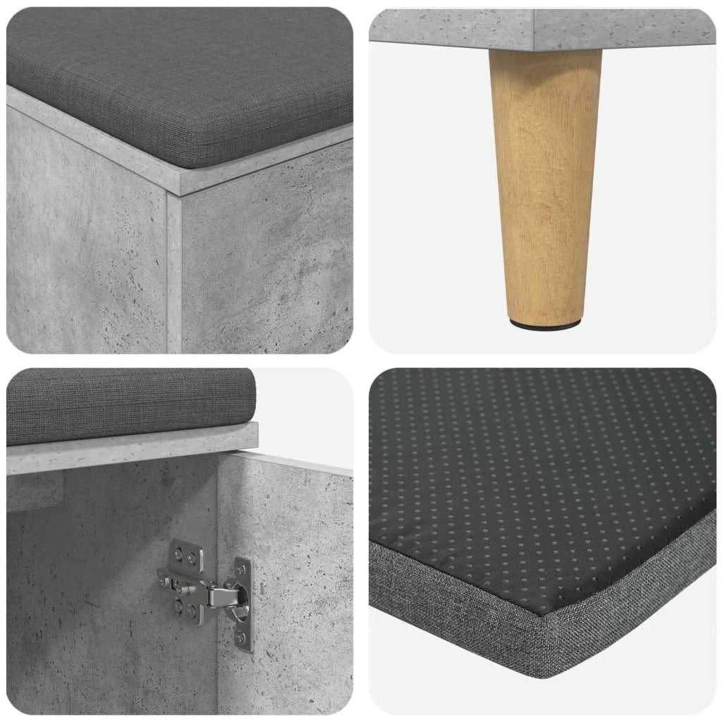 Panca per ingresso con cuscino-Sgabello-Panca da Corridoio Grigio cemento 60 x 38 x 46 cm 408296