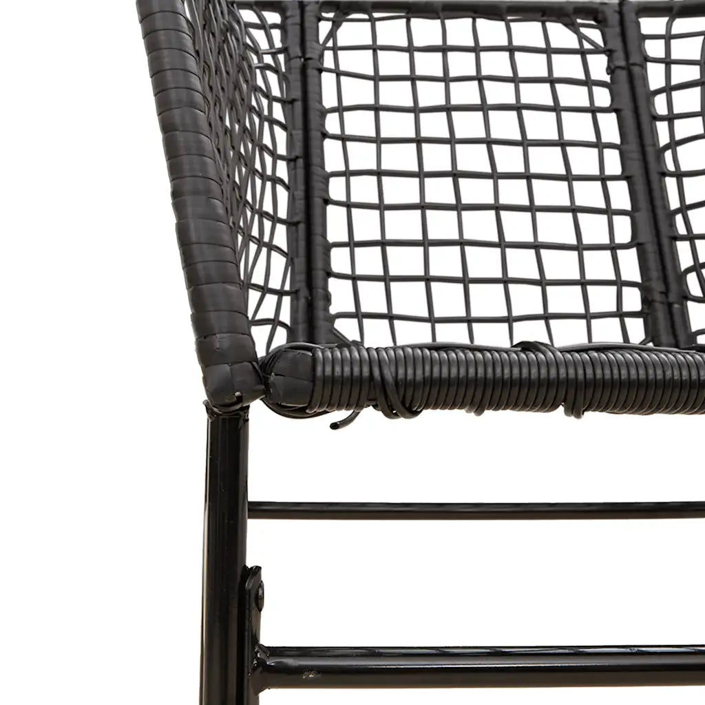 Set Mobili da Pranzo per Giardino 5 pz Nero Polyrattan Vetro 3334586