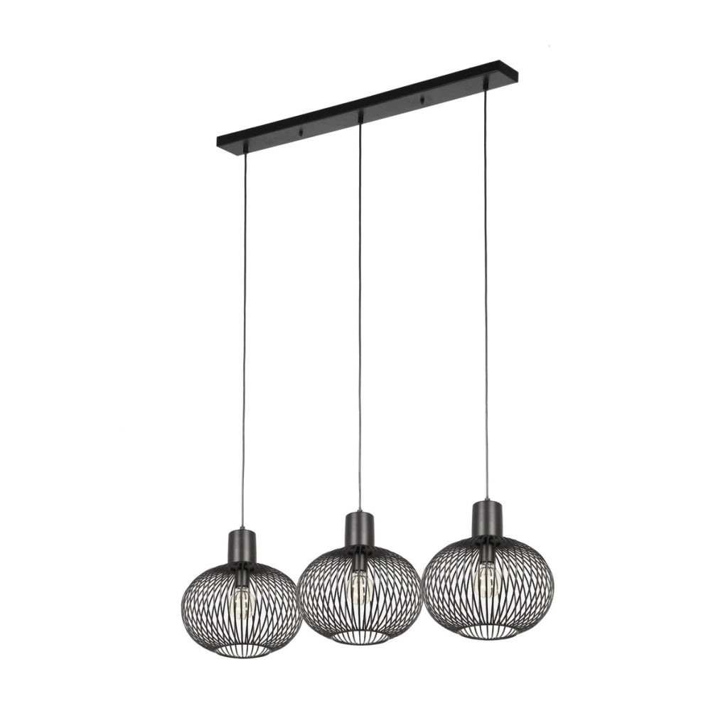 Lampada a sospensione loft nera metallo Gila Trio 3xE27