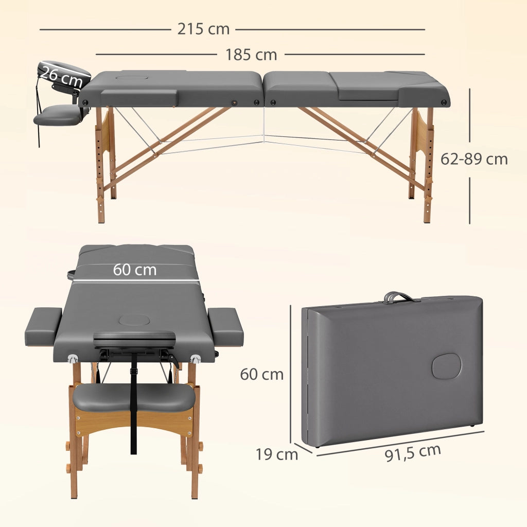 Letto reclinabile in legno con testiera regolabile e braccioli ¨C Zephmum ¨C Grigio 215x60x62-89 cm