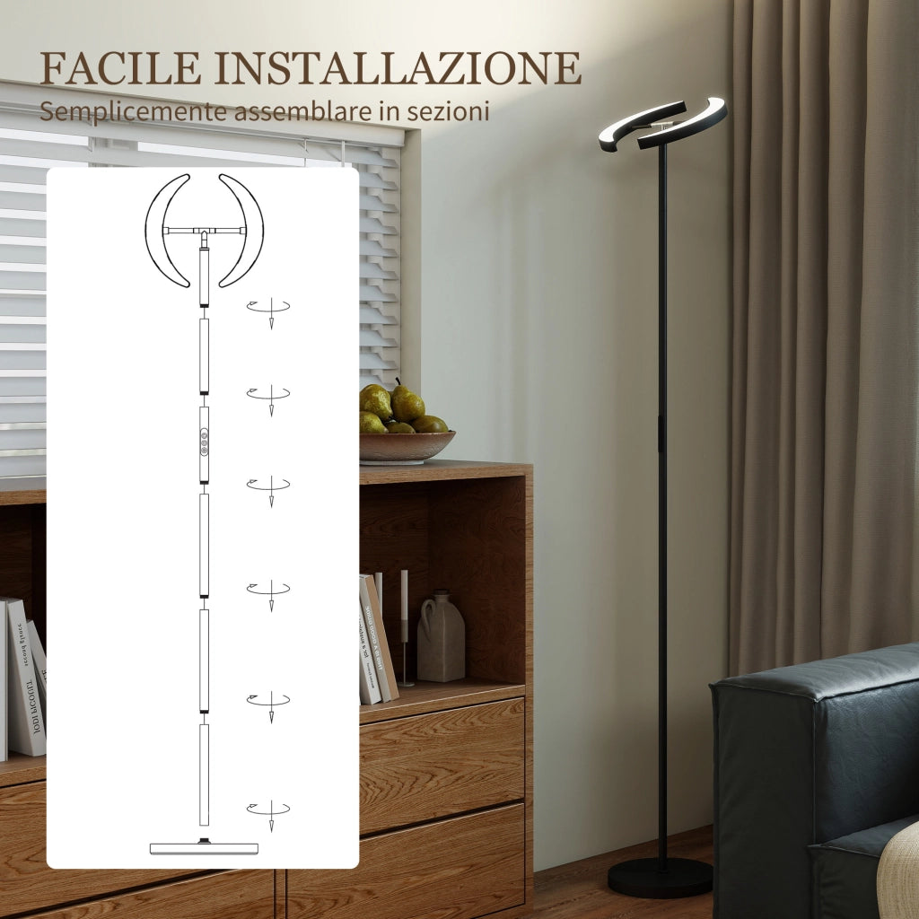 Lampada da Terra Dimmerabile con Telecomando e Doppia Testa Girevole ¨C zephmum ¨C Nero 2700K-6000K