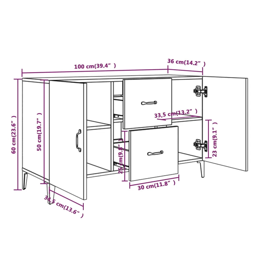 Credenza-Buffet-Armadio da cucina Rovere Sonoma 100x36x60 cm in Legno Multistrato 244933
