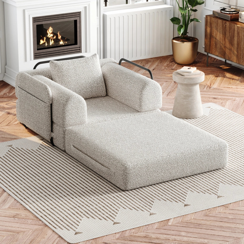 Divano Letto 2 in 1 con Vano Contenitore ¨C MINIMAL ¨C Chenille, Struttura in Metallo