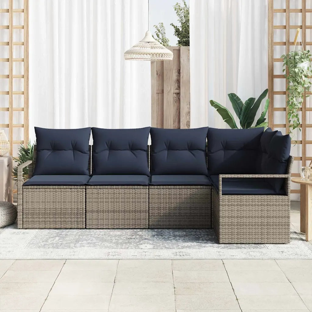 Set di divani 5 pcs Grigio polyrattan 3346385