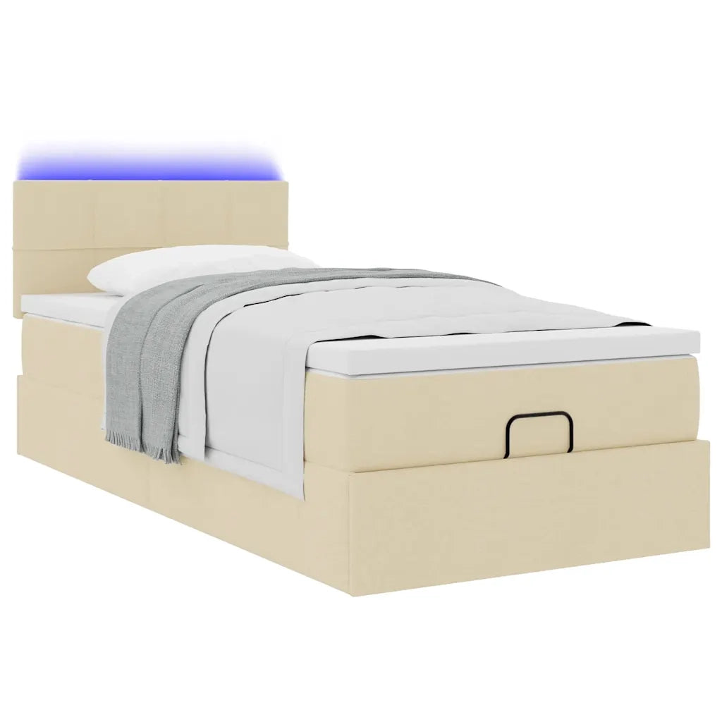 Struttura Letto Pouf con Materasso Crema 80x200 cm in Tessuto 3312268