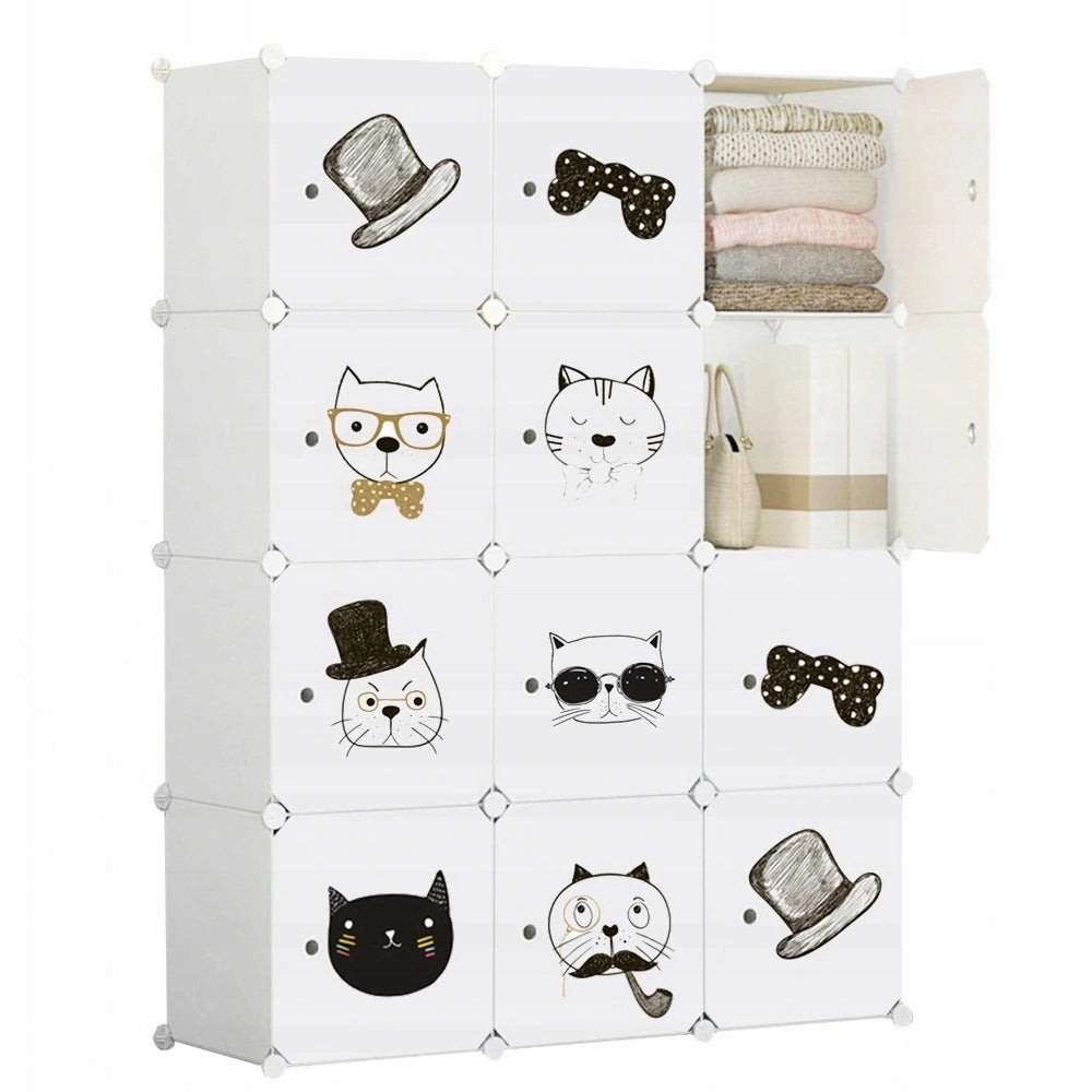 Guardaroba componibile per la cameretta, 147x111x37 cm, ideale per vestiti e giocattoli.