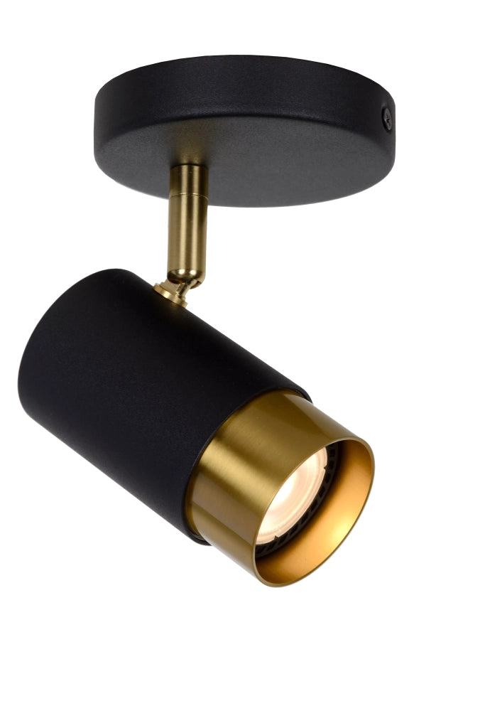 Spot soffitto tubo nero oro orientabile GU10 35W Floris