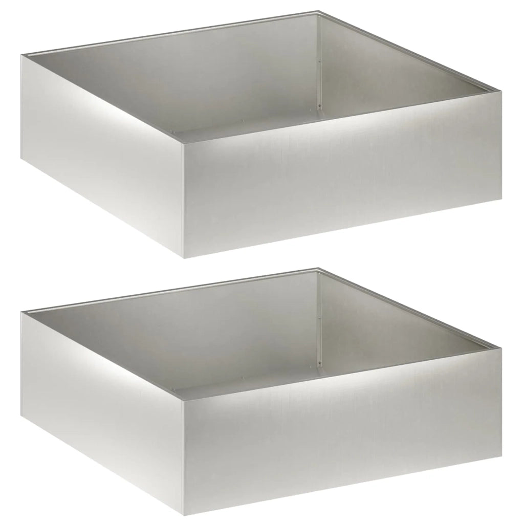 Vaso da giardino 2 pz Argento 100 x 100 x 30 cm Acciaio Inox 8005087