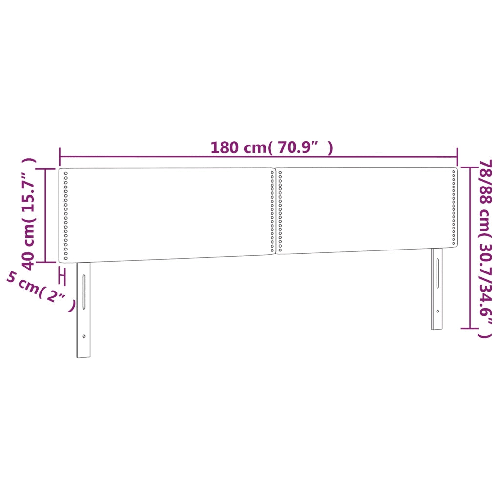 Testiera a LED-Testata con LED Nera 180x5x78/88 cm in Tessuto 483171
