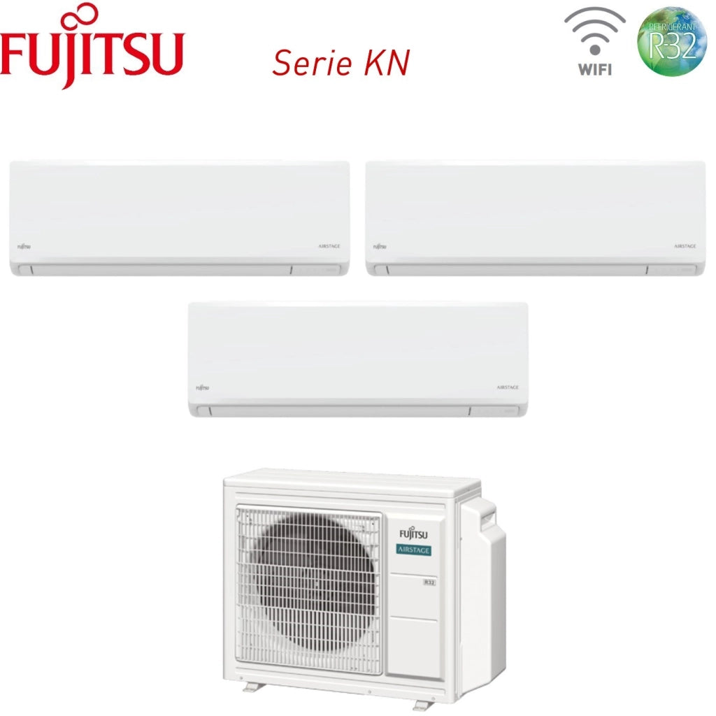 Condizionatore Fujitsu Trial Split Inverter KN AIRSTAGE 7+7+12 con AOEG18KBCA3 R-32 Wi-Fi Integrato