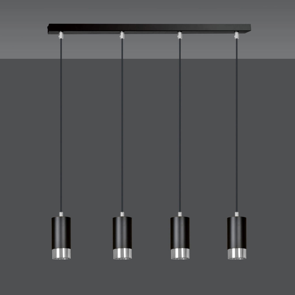 Lampadario Emibig Fumiko metallo 4xGU10 nero/cromo regolabile