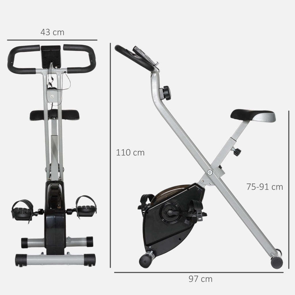 Cyclette Pieghevole Magnetica con Display LCD ¨C Minimal ¨C Grigio e Nero