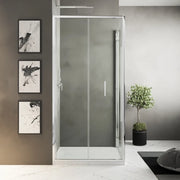 Box doccia slim 90x70cm con porta a libro e parete fissa profili cromati e vetro 6mm trasparente h190| Portofino
