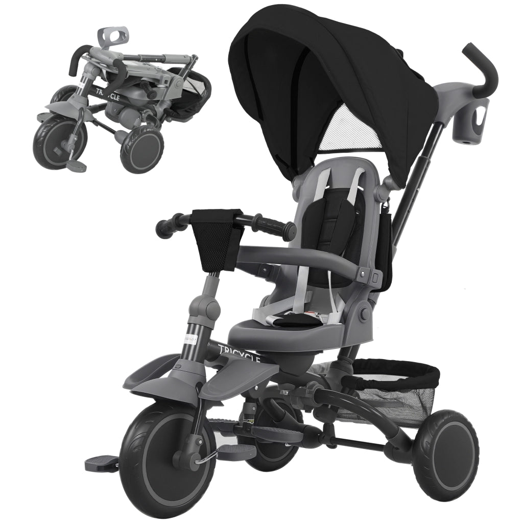 Triciclo 6 in 1 ¨C Xylo ¨C con maniglione di spinta e sedile girevole, nero, 111.5x52x98 cm