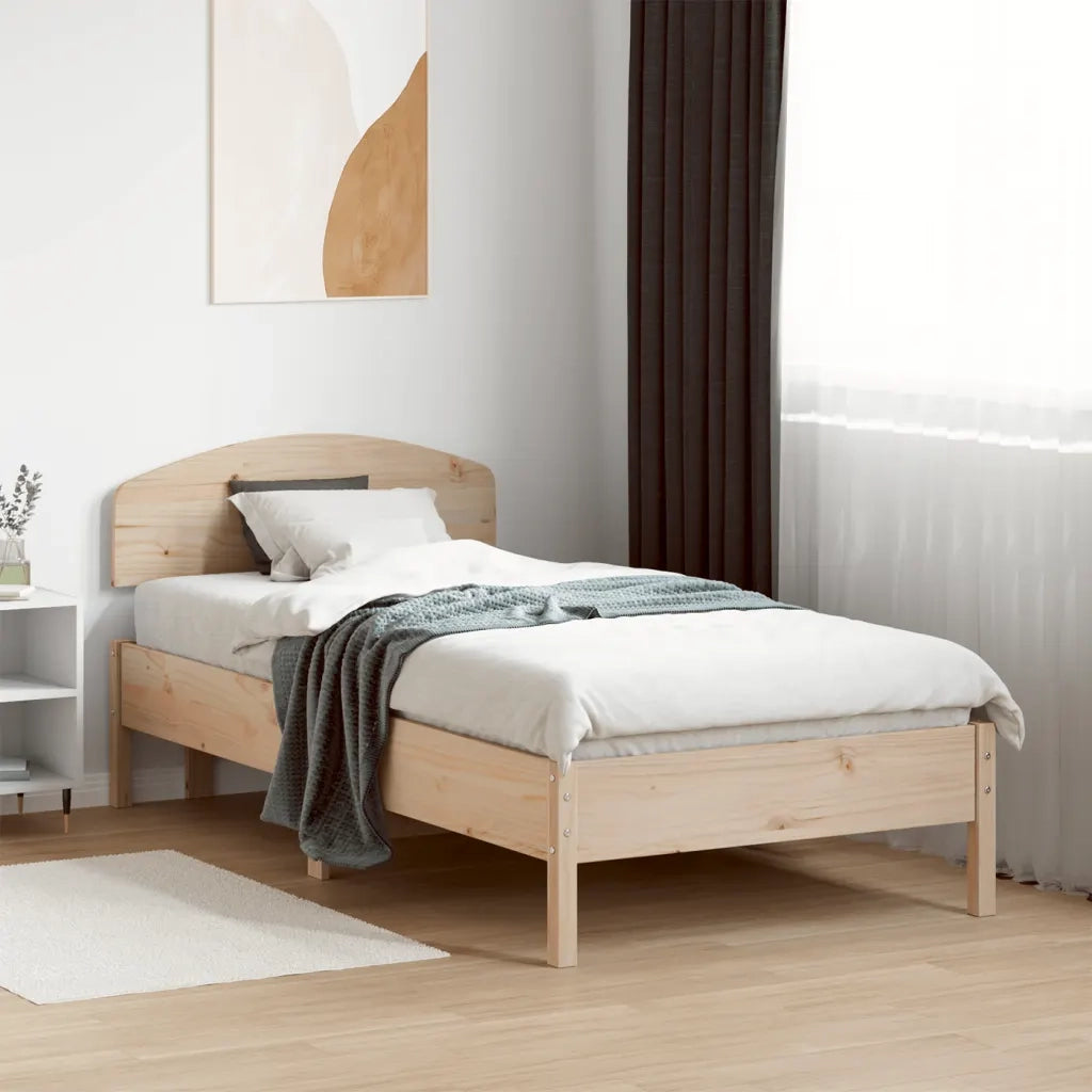 Letto singolo | Letto per adulti | Giroletto senza Materasso 75x190 cm in Legno Massello di Pino