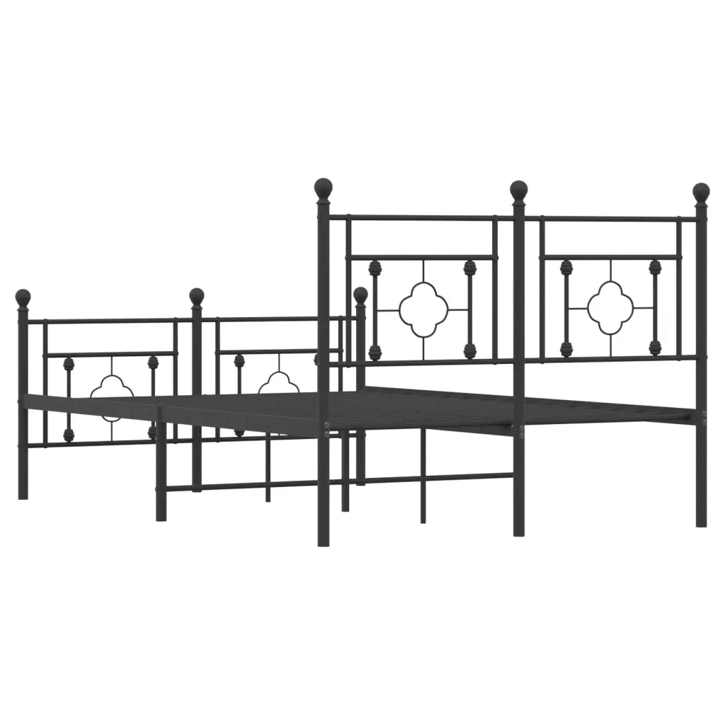 Letto matrimoniale | Letto per adulti | Giroletto con Testiera e Pediera Metallo Nero 120x190 cm