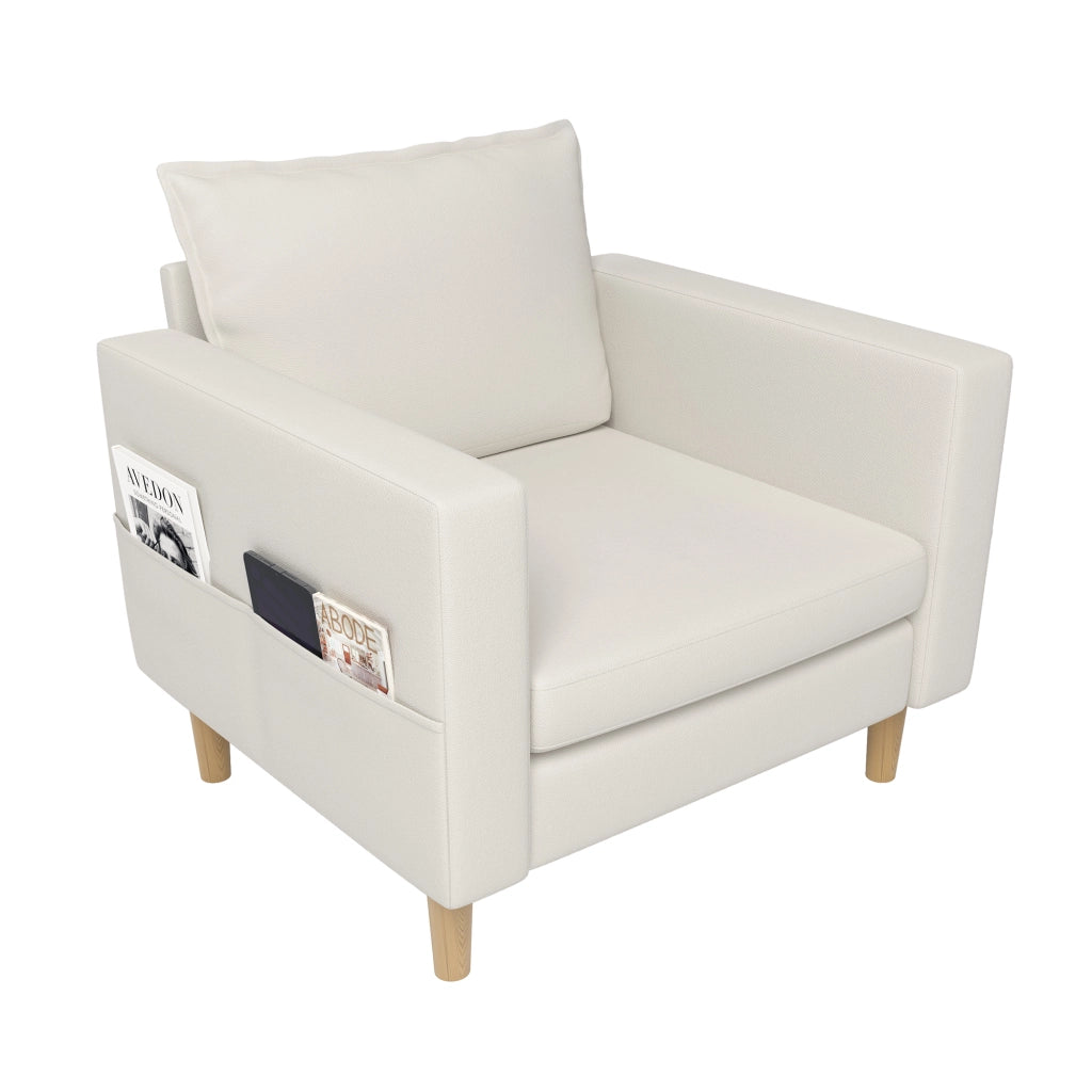 Poltrona con Cuscino e Tasca Portaoggetti ¨C MINIMAL ¨C Tessuto, Design Nordico